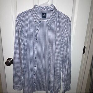 johnnie-O Light Blue and White Plaid Shirt